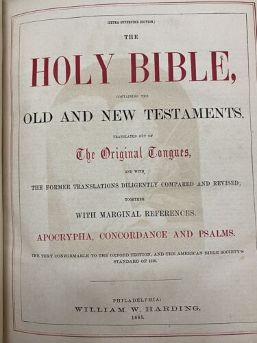 William W. Harding 1865 Holy Bible - Old And New Testaments - The ...