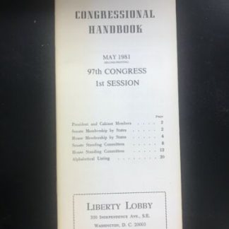 VINTAGE CONGRESSIONAL HANDBOOK 1981
