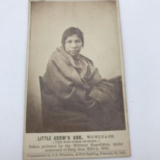 Wo Wi Na Pe Little Crow’s Son (One Who Comes In Sight) CDV Feb 24, 1864 Dakota