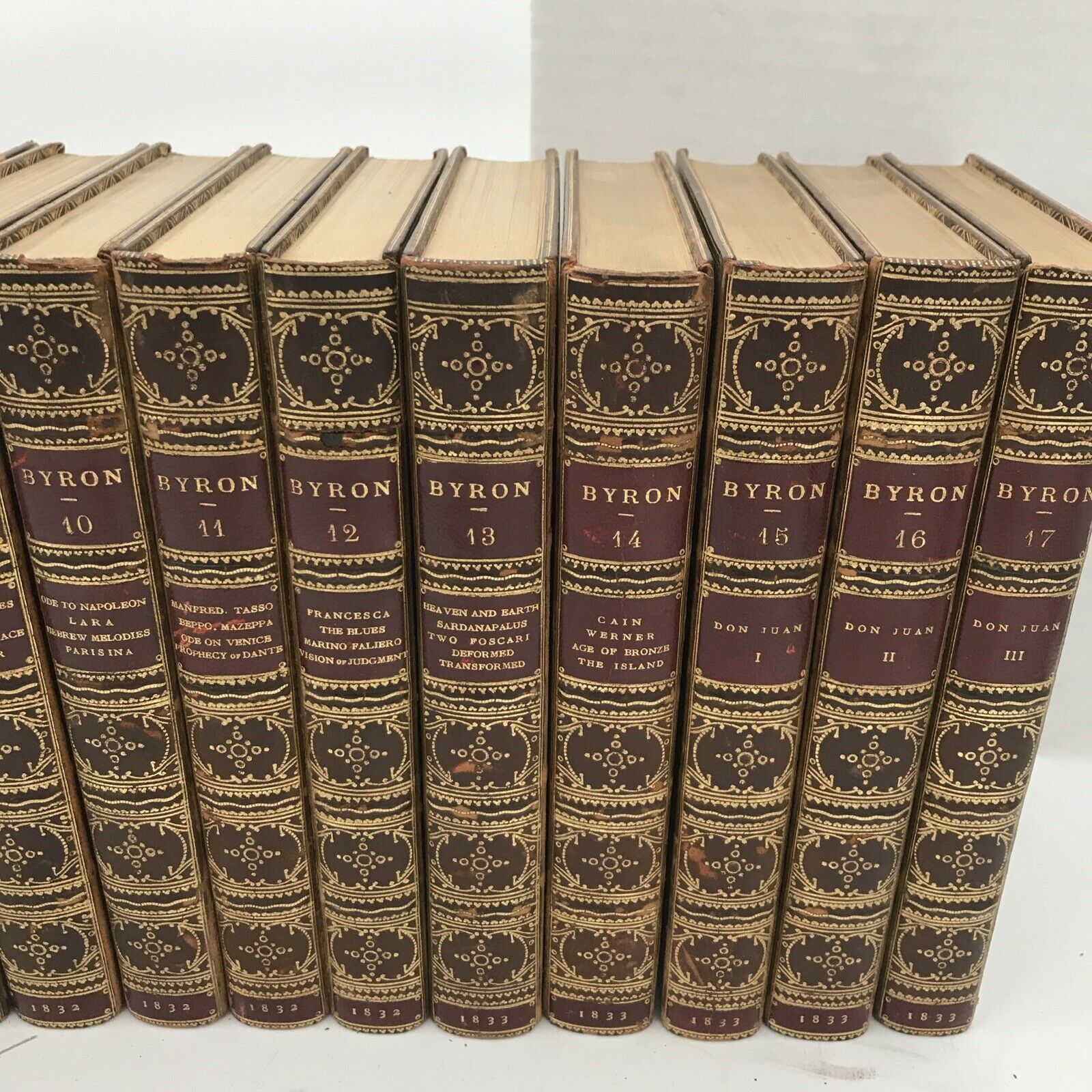 The Works Of Lord Byron 1832-1833 17 Volumes Complete Fine Bindings Don Juan - Image 4