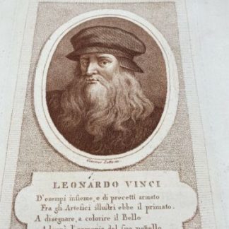 Ritratto di Leonardo da Vinci XVIII Year ~1750 By Giacomo Zatta Engraving