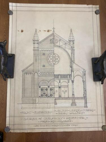 Our Holy Redeemer Church Freeport NY Built 1911 Architectural Drawing