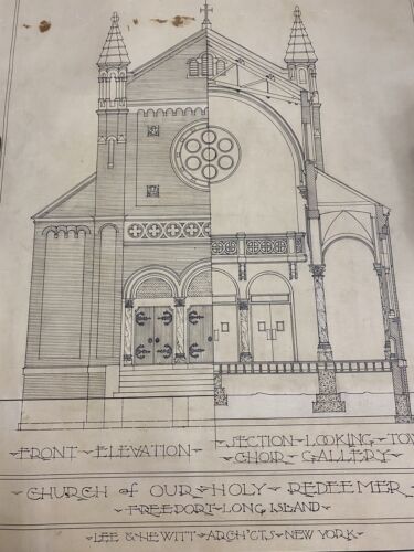 Our Holy Redeemer Church Freeport NY Built 1911 Architectural Drawing - Image 6