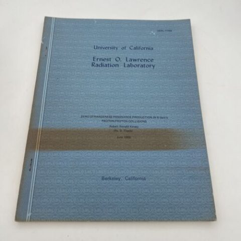 University Of California Ernest O Lawrence Radiation Lab Zero Strangeness Reson