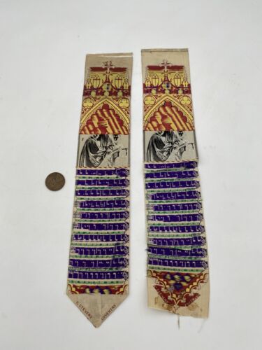 Rare Victorian Silk Bookmarks Ribbon "We praise Thee, O God" T. Stevens Coventry - Image 10