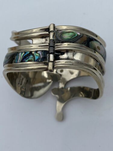 Vintage Taxco Alpaca Abalone Clamp Bracelet - Image 8