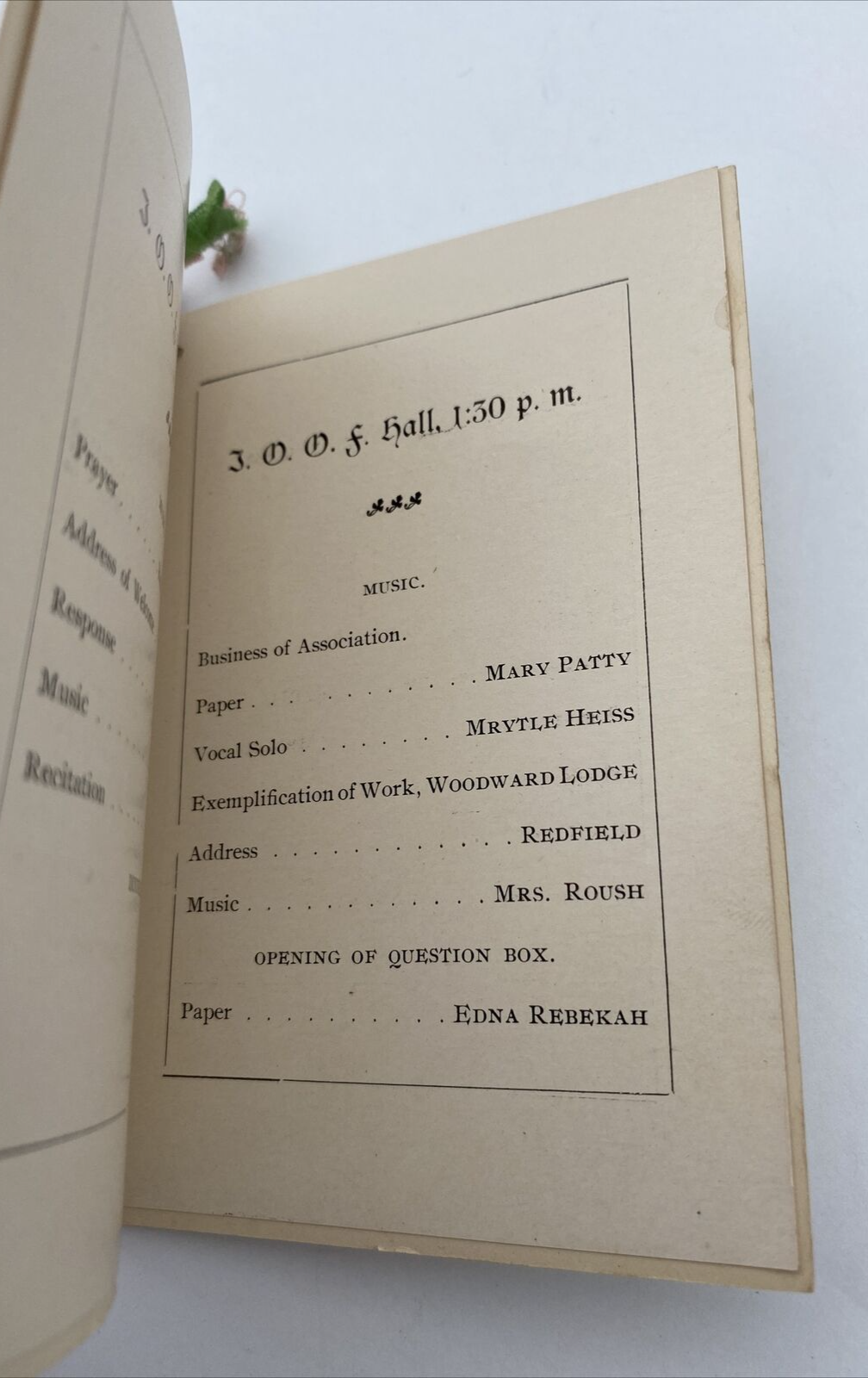 1901 IOOF Golden Anniversary Degree of Rebecca Celebration Itinerary - Image 4