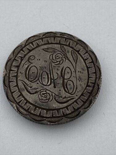 1800? Antique Coin Love Token Pin, Silver Quarter Coin, Seated Liberty