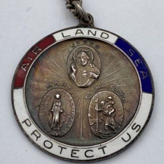 Jesus, Virgin Mary, St. Christopher, Protective Sterling Military Pendant Medal