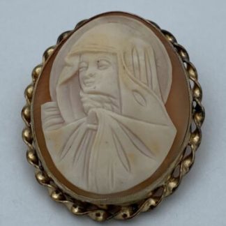 Vintage 12K Gold Filled L.S.P. Co Madonna Rare Left Facing Shell Cameo Brooch