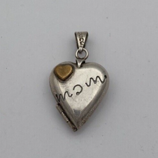 Vintage Sterling Silver 925 Mexico Etched Bubble Heart Locket Pendant