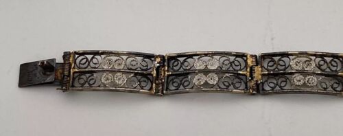 Victorian Sterling Silver 800 Filigree Delicate Three Cameo Bracelet, 7.5 inches - Image 6