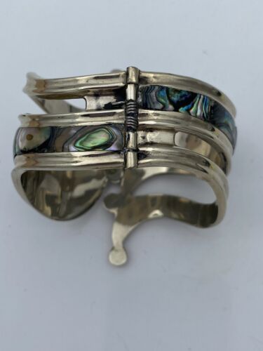 Vintage Taxco Alpaca Abalone Clamp Bracelet - Image 7