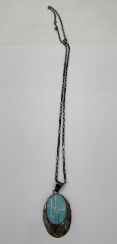 Turquoise Native American RWG Sterling Silver Pendant - Image 2