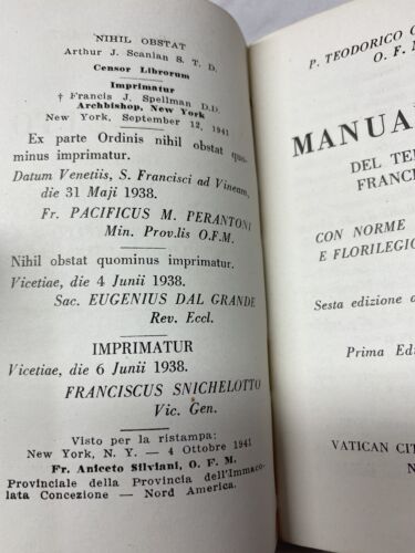 MANUALETTO DEL TERZIARIO FRANCESCANO by P. Teodorico Caracristi 1938 & Ephemera - Image 2
