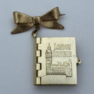Vintage Huggy London Souvenir Miniature Post Cards Of London, Locket Brooch
