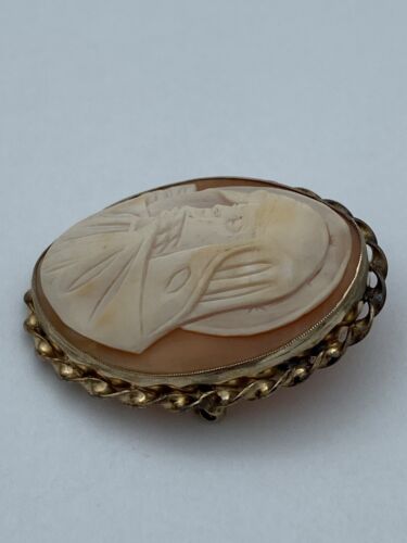 Vintage 12K Gold Filled L.S.P. Co Madonna Rare Left Facing Shell Cameo Brooch - Image 3