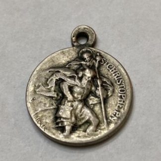 France religious medal / Baptism - Saint Christopher By Becker 19th Silver