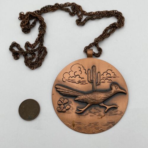 Vintage Bell’s Trading Post ROADRUNNER Medallion Necklace, Solid Copper - Image 4
