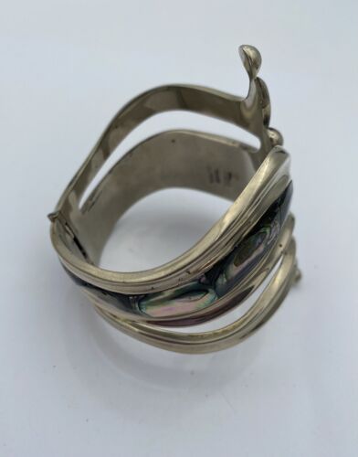 Vintage Taxco Alpaca Abalone Clamp Bracelet - Image 3