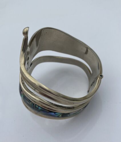 Vintage Taxco Alpaca Abalone Clamp Bracelet - Image 5