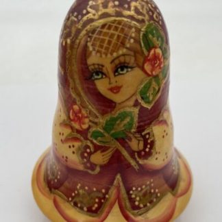 Vintage Russian Matryoshka Hand Painted Chime Wobble Bell Doll Roly Poly VG