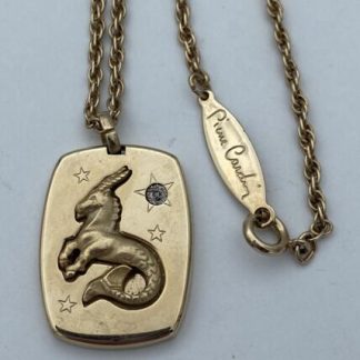 Vtg Pierre Cardin Gold Tone Capricorn Horoscope Zodiac Pendant Necklace 16”