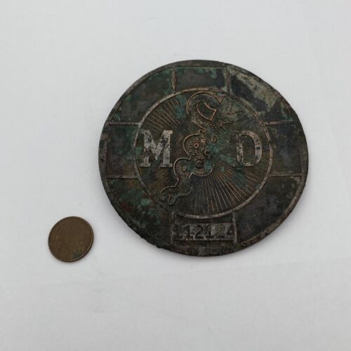 1925 M.D. Medical Doctor 3.5" Brass Medallion Emblem ~ License No. 112124 ~ AMA - Image 3