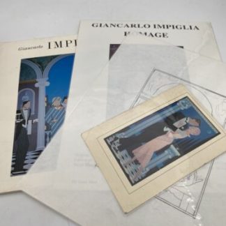 Giancarlo Impiglia Lot Sketch, Book, Postcard, Signed NYC gallery show print ad