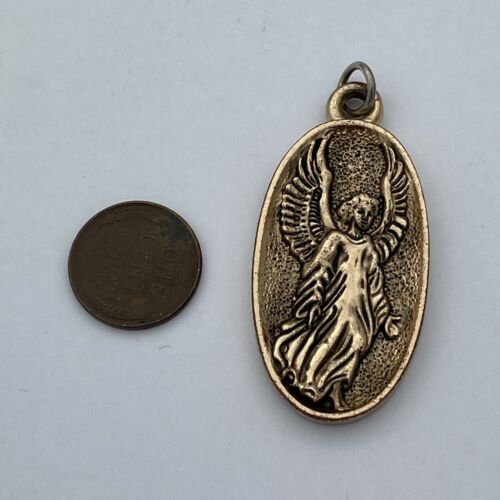 Guardian Angel Pendant Medallion Cherub Putti Vintage Catholic Gift - Image 3