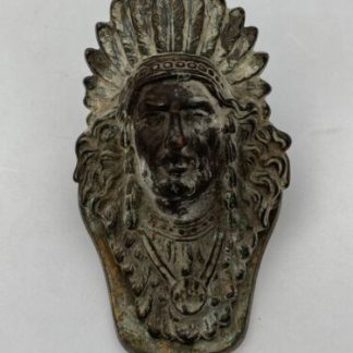 Antique Judd Native American Chief 5251 Bronzed Cast Iron Desk Clip Paperweight