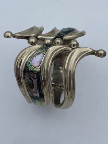 Vintage Taxco Alpaca Abalone Clamp Bracelet - Image 12