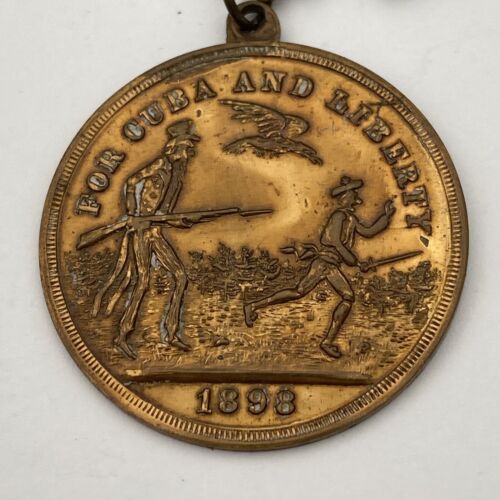1898 "For Cuba and Liberty" Commemorative Medal - Spanish-American War Uncle Sam - Image 2