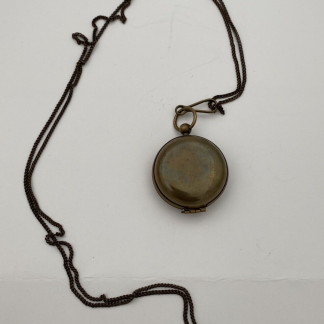 Vintage Antique Brass Sovereign Coin Case Box Holder With Chain And Token