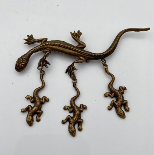 Vintage Artisan Reptile Lizard Brooch RARE find - Image 2