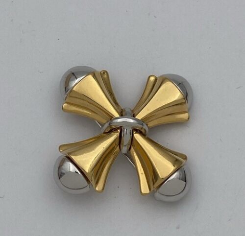 Vintage 1990s Signed PC Gold & Silver Tone Maltese Cross Brooch VG - Image 3