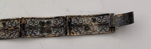 Victorian Sterling Silver 800 Filigree Delicate Three Cameo Bracelet, 7.5 inches - Image 11