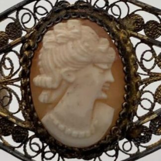 Victorian Sterling Silver 800 Filigree Delicate Three Cameo Bracelet, 7.5 inches