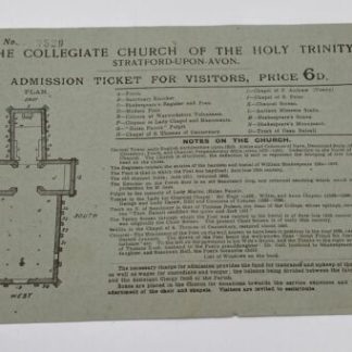 Shakespeare Collegiate Church Of The Holy Trinity Stratford-upon-Avon Ticket