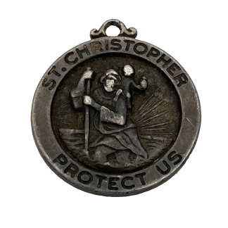 Rare Vintage St. Christopher Protect Us Pendant Sterling