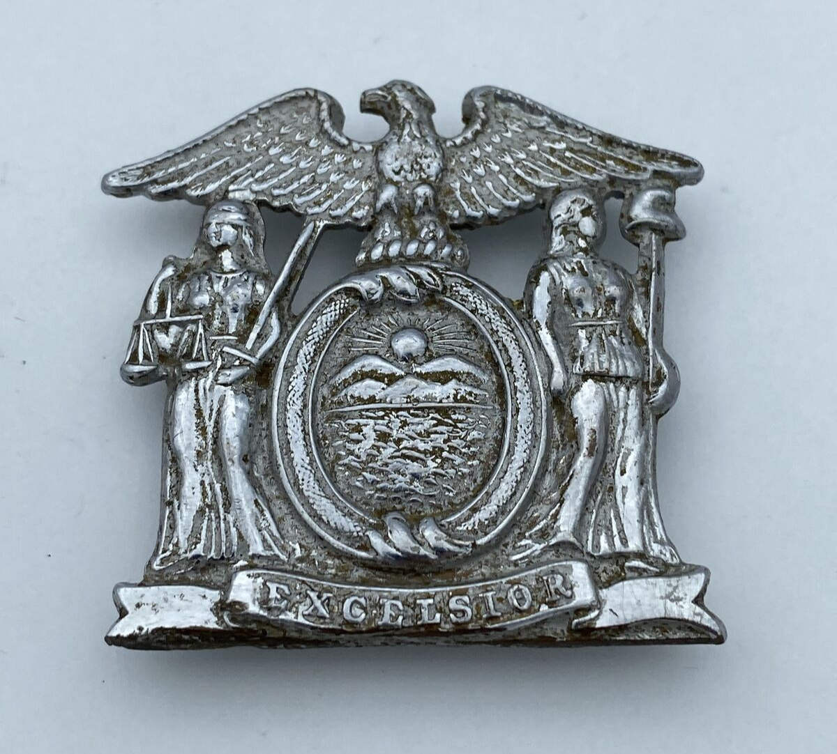 Vintage Obsolete New York City Excelsior Police Uniform Badge Shield