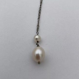 Helzberg Diamonds Silver Double Pearl Pendant Necklace