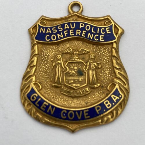 VINTAGE Nassau POLICE Conference Glen Cove PBA SHIELD PENDANT