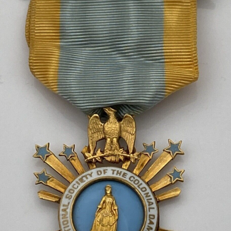 Rare 14K Gold National Society Of The Colonial Dames Of America Named Medal 1920