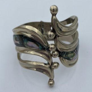 Vintage Taxco Alpaca Abalone Clamp Bracelet