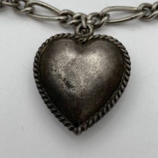 Vintage Braided Edge Puffy Heart Sterling Charm - D-Sterling