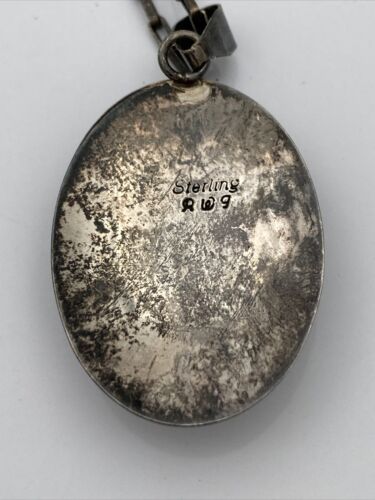 Turquoise Native American RWG Sterling Silver Pendant - Image 4