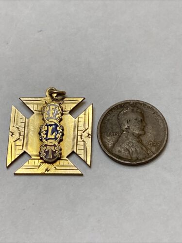 Rare FLT Odd Fellows Pendant Gold Enamel - Friendship, Love and Truth - Image 4