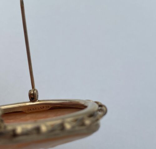 Vintage 12K Gold Filled L.S.P. Co Madonna Rare Left Facing Shell Cameo Brooch - Image 9