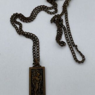 Vintage Italy St. Christopher Travel Protection Talisman With Chain 1940-50s